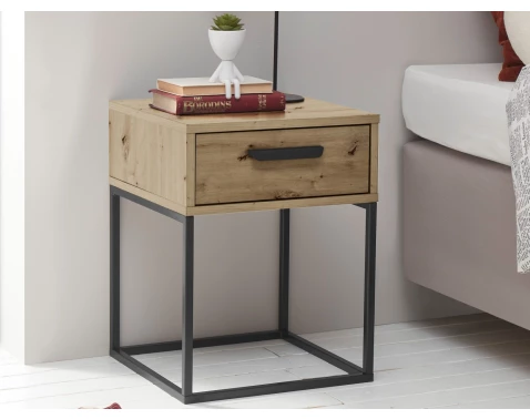 Nočný stolík s 1 zásuvkou Suna, dub artisan