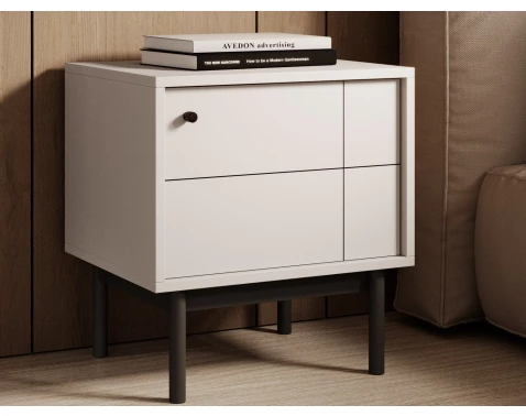 Nočný stolík / skrinka Japandi, béžový kašmír