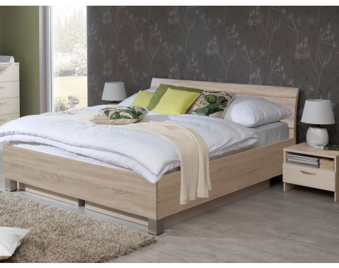 Posteľ Ela 180x200 cm,dub Sonoma, s roštami  a perinákmi