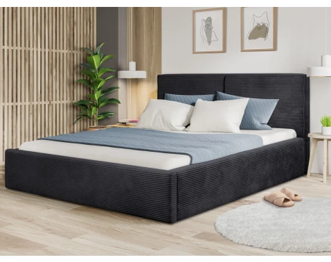 Posteľ Inez 180x200 cm, čierna štruktúrovaná látka