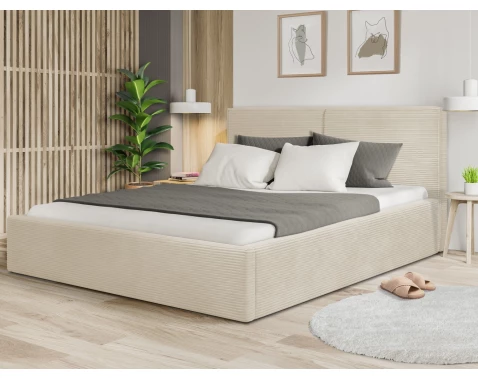 Posteľ Inez 180x200 cm, krémová štruktúrovaná látka