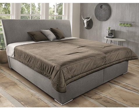 Posteľ Monte 160x200 cm, béžová tkanina / deka / vankúše