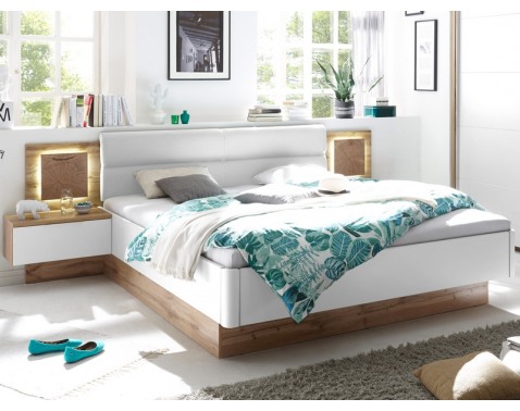 Posteľ s nočnými stolíkmi Capri 180x200 cm, dub wotan/biela