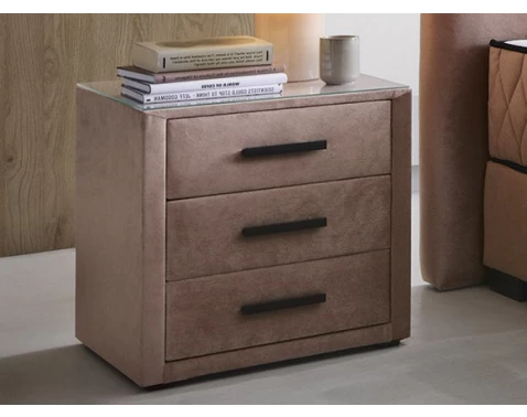 Vysoký nočný stolík Reve, tmavo ružová látka