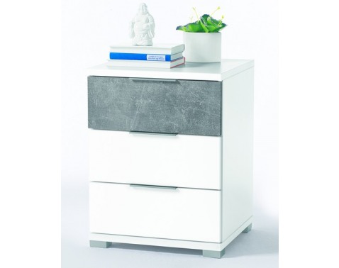 Vyšší nočný stolík Anton, biela/beton