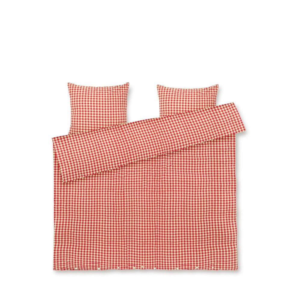 Červené/žlté krepové obliečky na dvojlôžko/predĺžené 200x220 cm Bæk&Bølge – JUNA