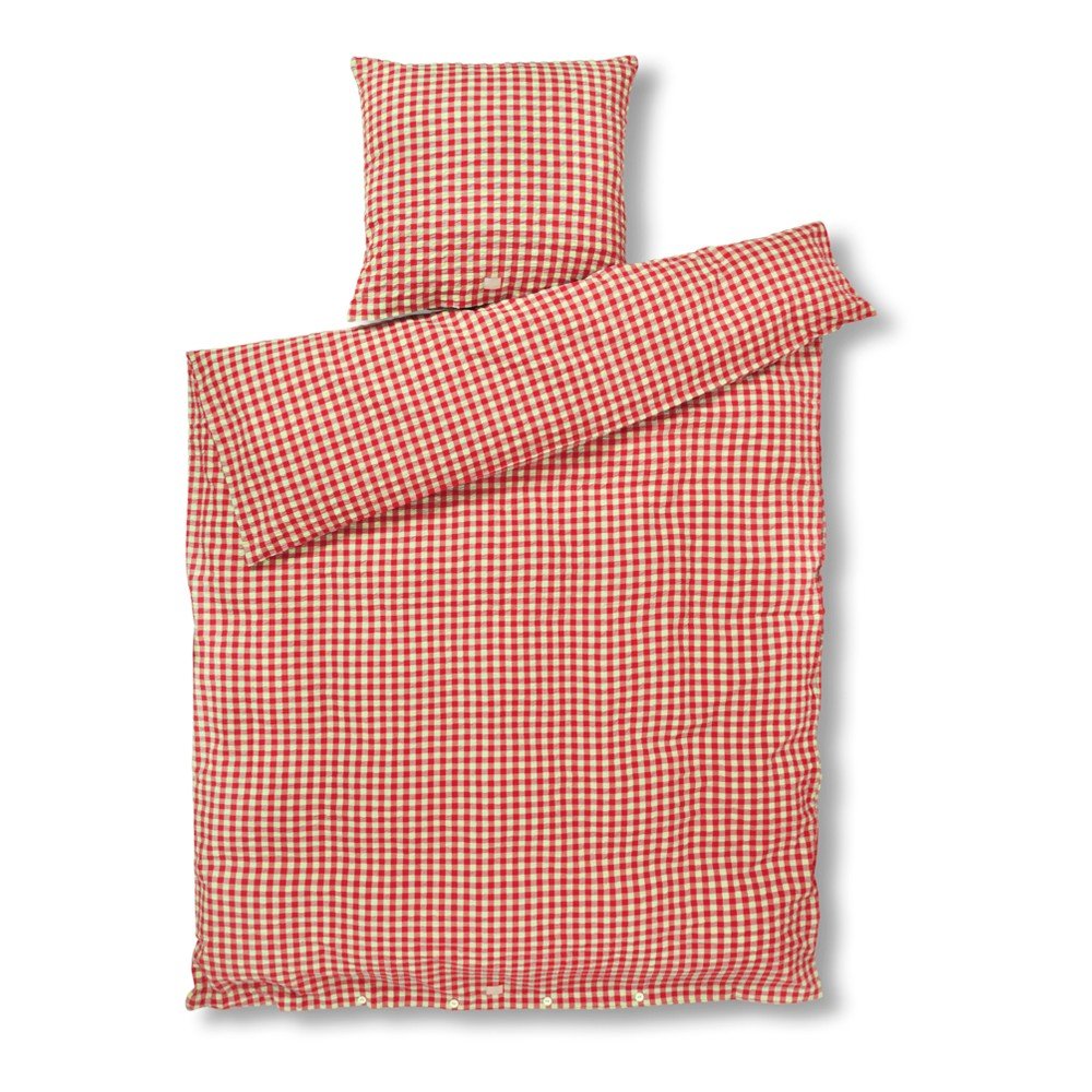 Červené/žlté krepové obliečky na jednolôžko 140x200 cm Bæk&Bølge – JUNA