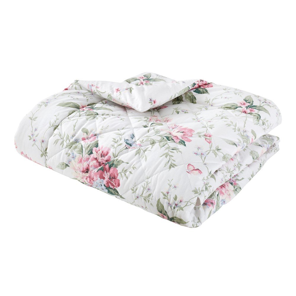 Krémový prešívaný pléd 200x200 cm Bridgerton Penelope Floral – Catherine Lansfield