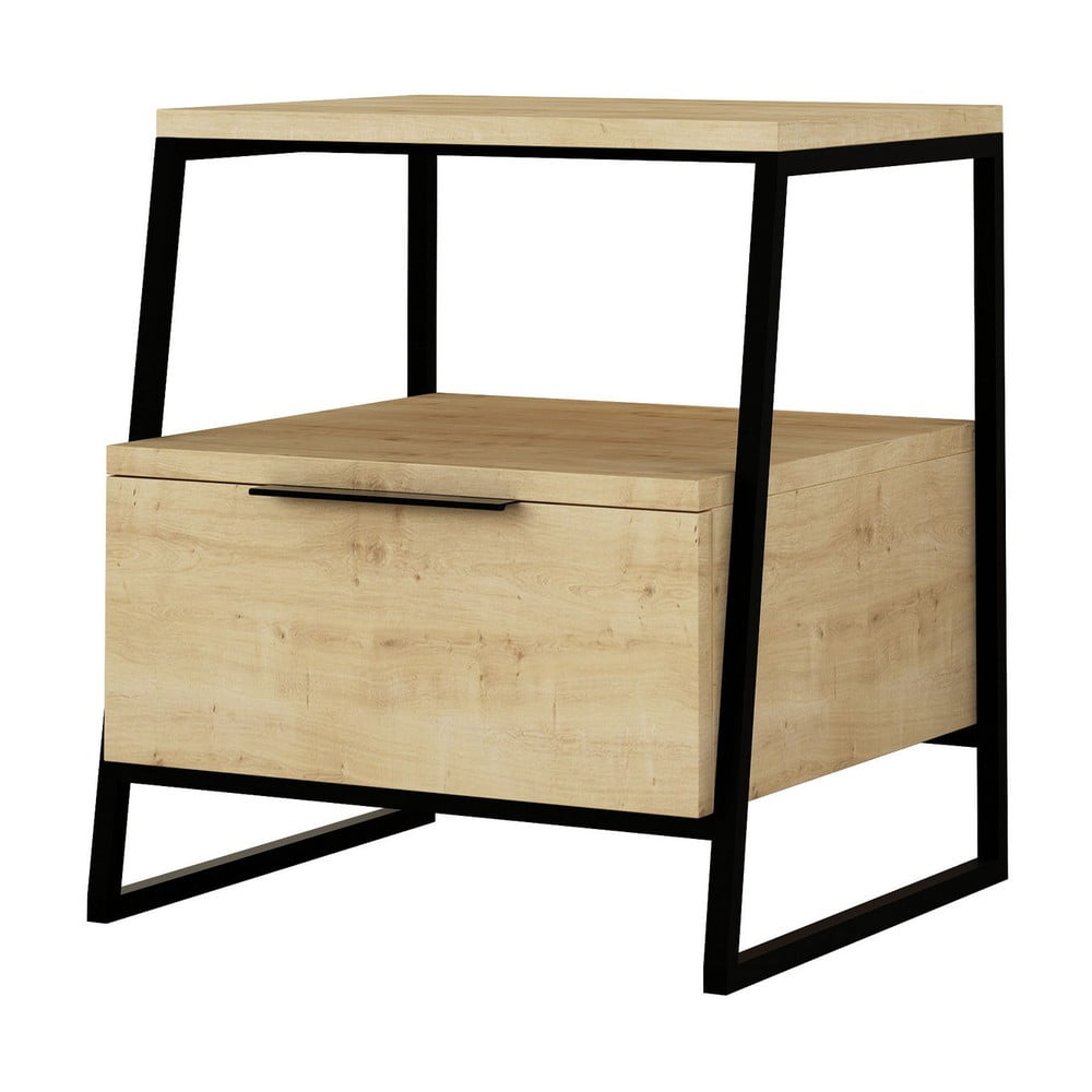 Nočný stolík s poličkami v prírodnej farbe Pal – Kalune Design