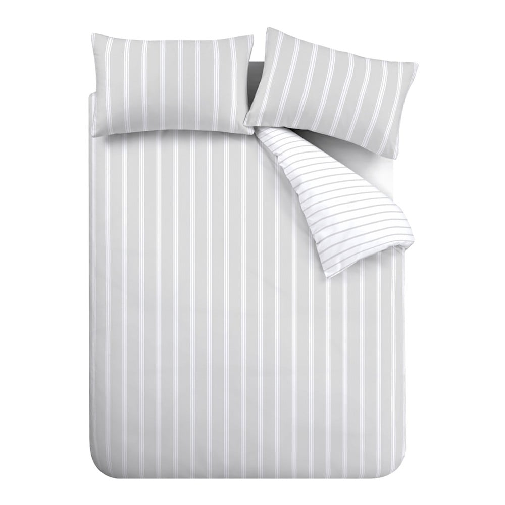 Sivé bavlnené obliečky na dvojlôžko 200x200 cm Ashford Stripe – Bianca