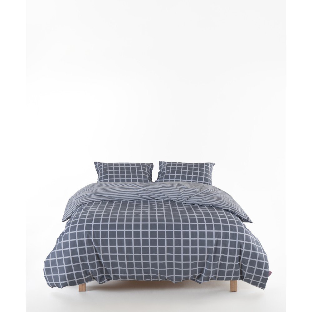 Sivé obliečky na jednolôžko z bavlny Renforcé 140x200 cm Linear Calm Geometric – Mila Home Luxury