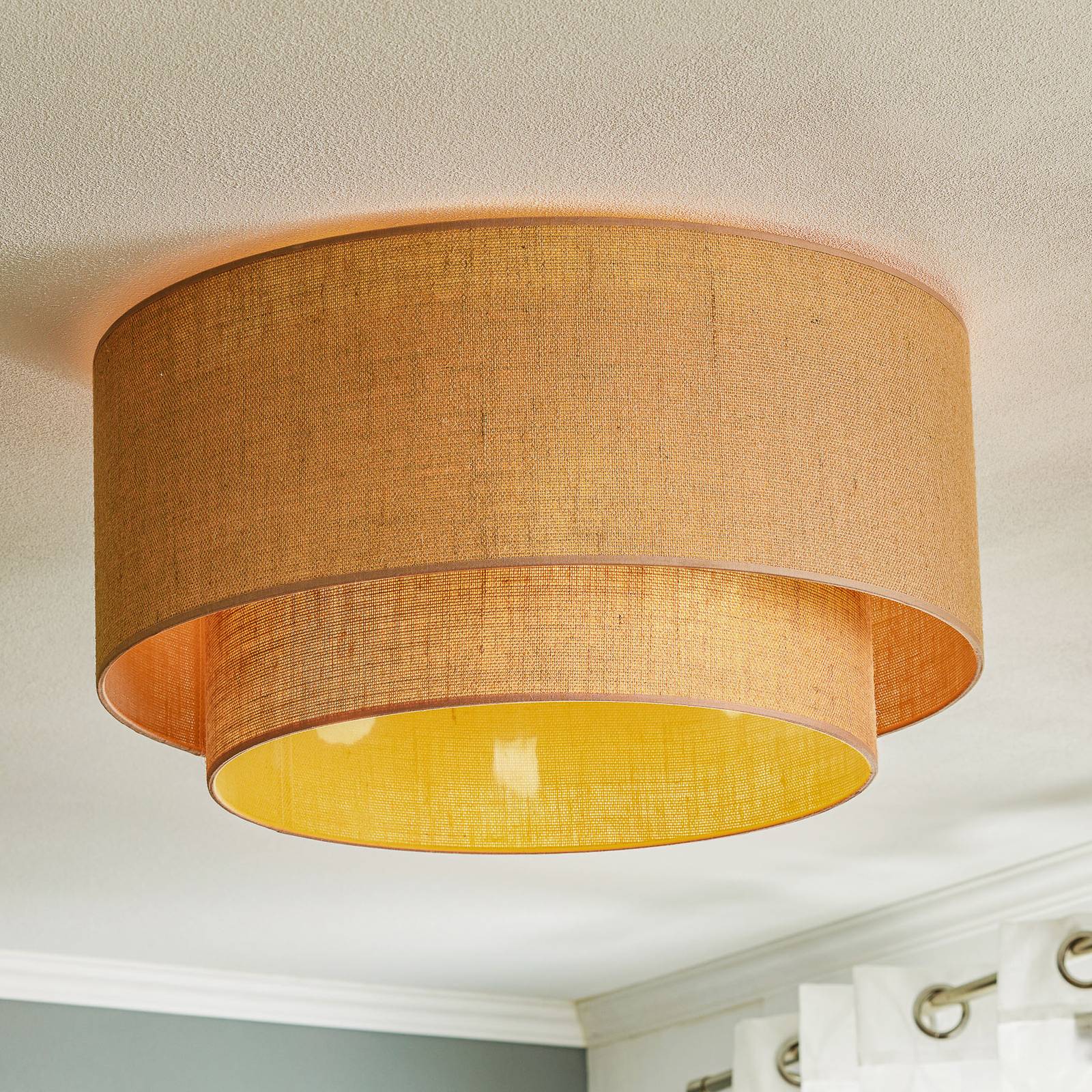 Euluna Boho jutové stropné svetlo prírodná hnedá Ø60cm