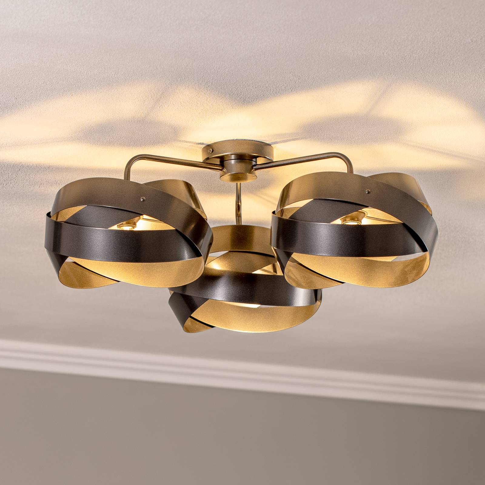 Euluna stropné svietidlo Tornado, antracitová, 3-pl