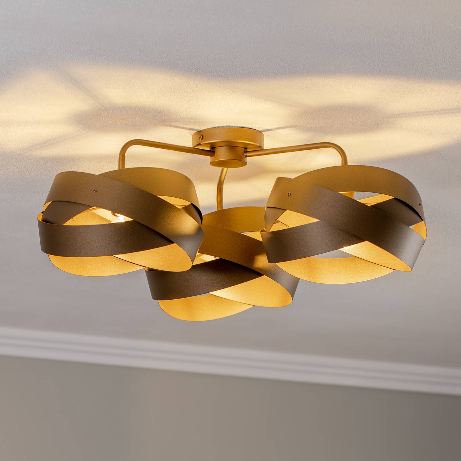 Euluna stropné svietidlo Tornado, kávovo hnedé, 3-pl