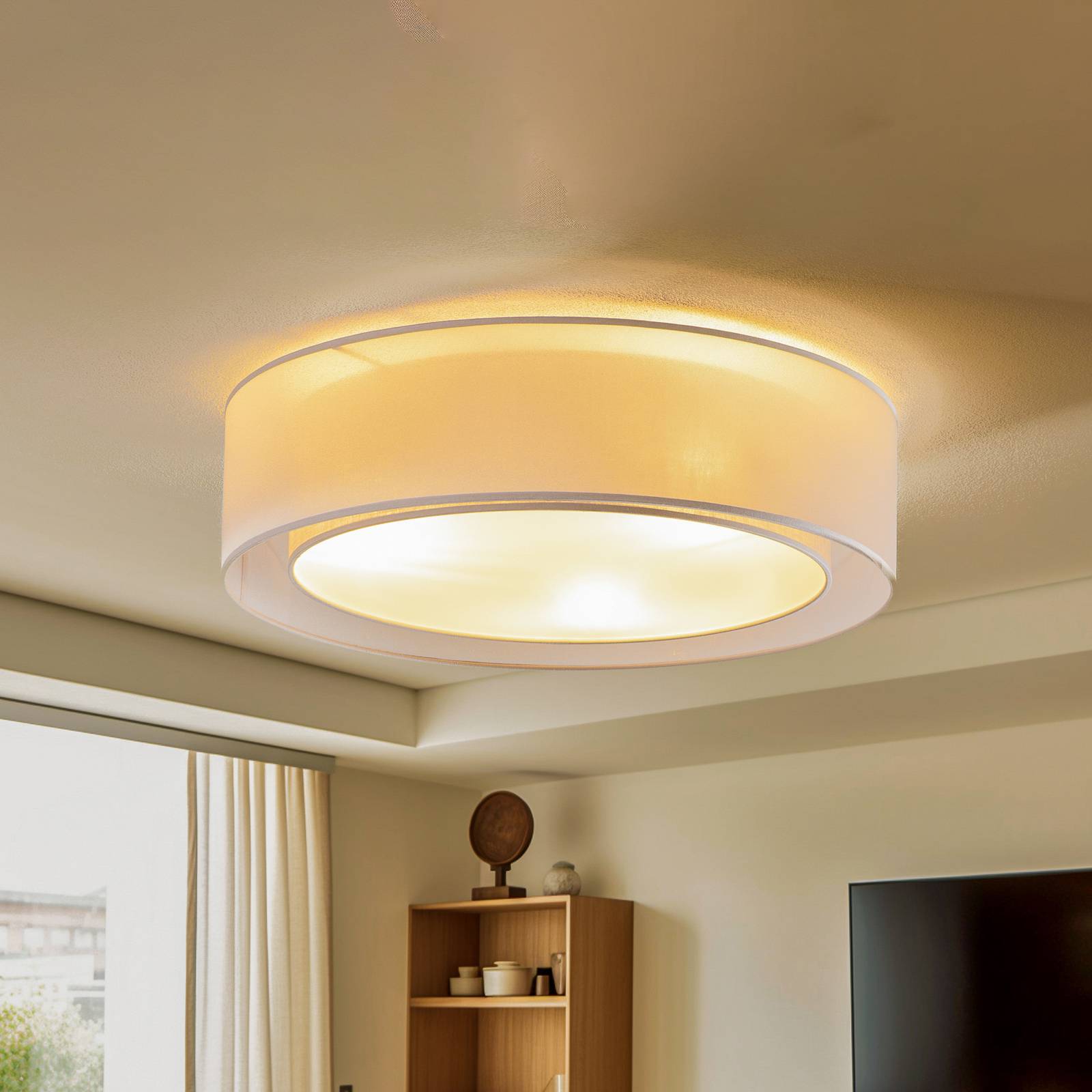 Euluna Tibu stropné svietidlo, textil, Ø50cm, sivá