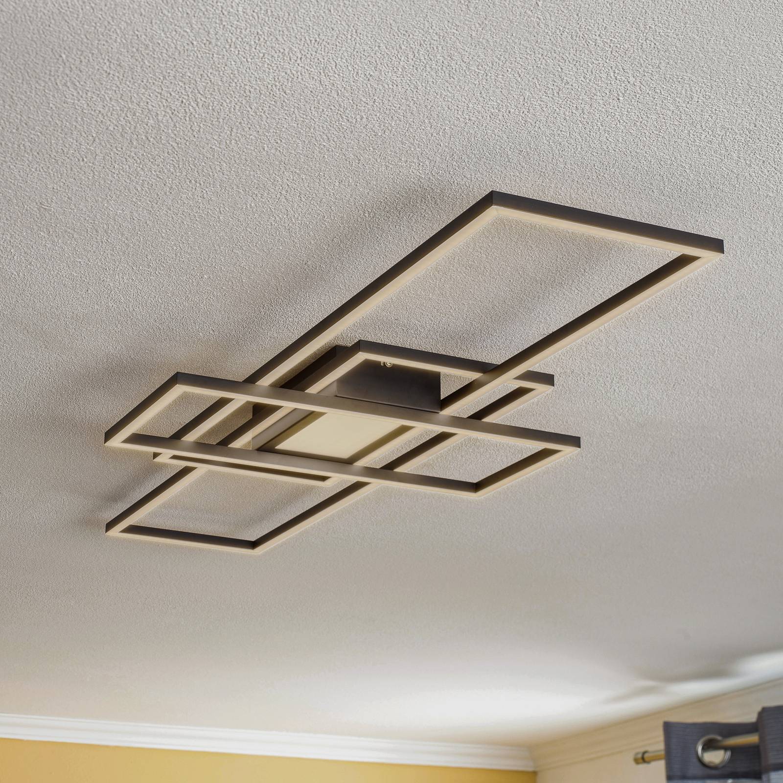 Lindby Ismera LED stropné svietidlo 3 rámy, antracitová farba