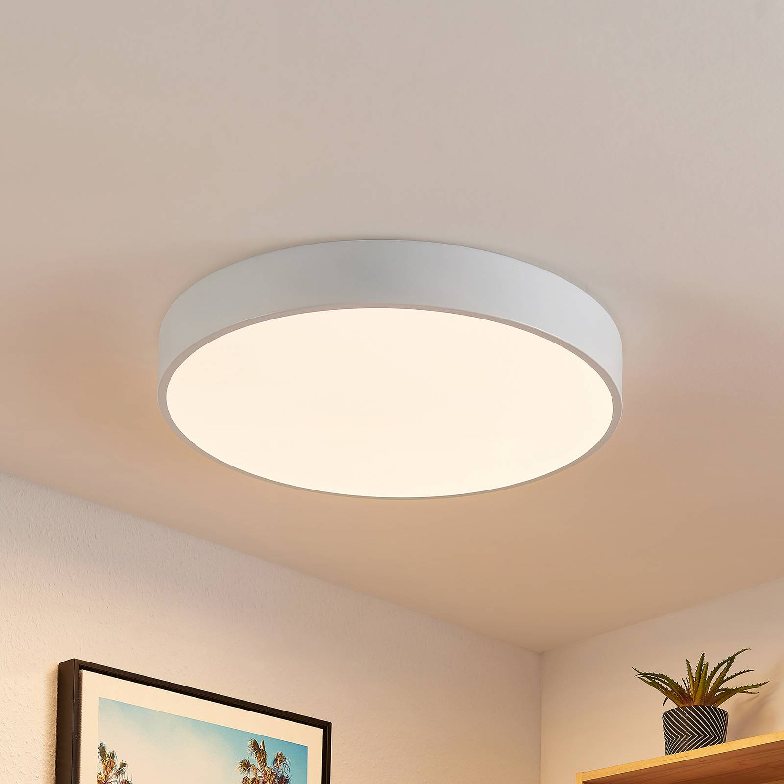 Lindby LED stropné svietidlo Simera, Ø 50 cm, biela, kov