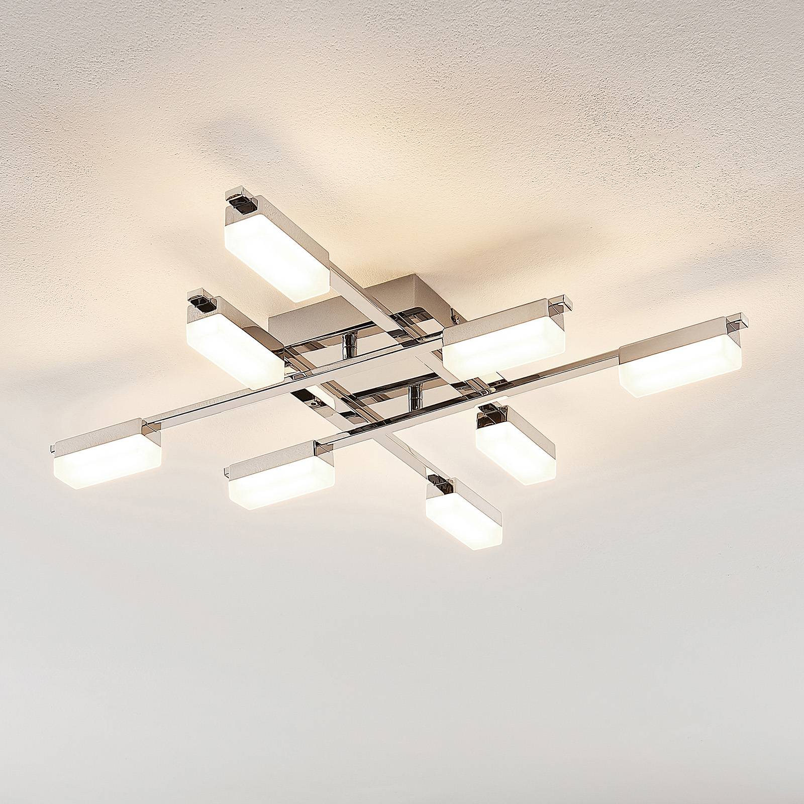 Lindby Mally stropné LED svietidlo chróm, 8-pl.