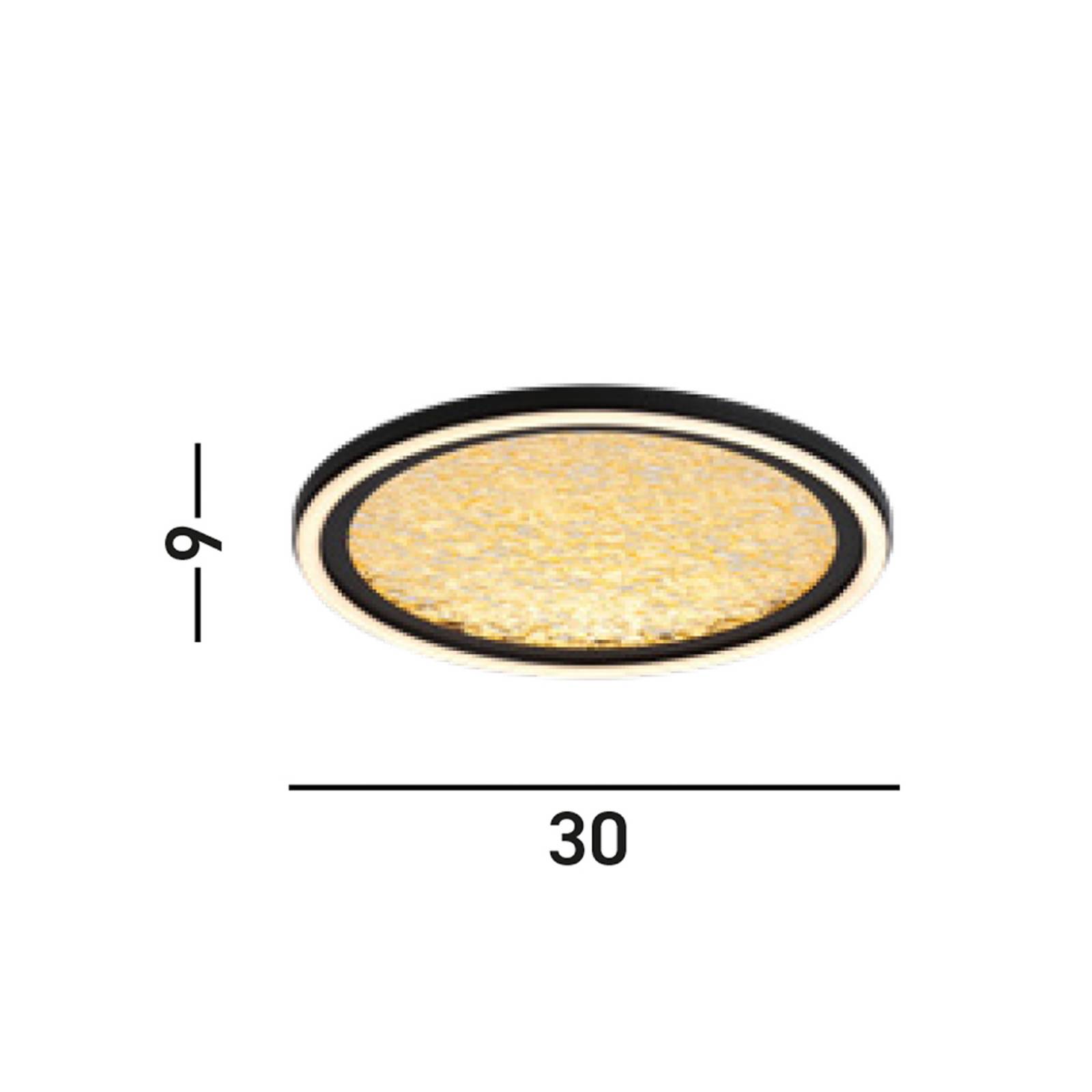 Stropné LED svetlo Luna, Ø 30 cm, čierna/zlatá farba, kov