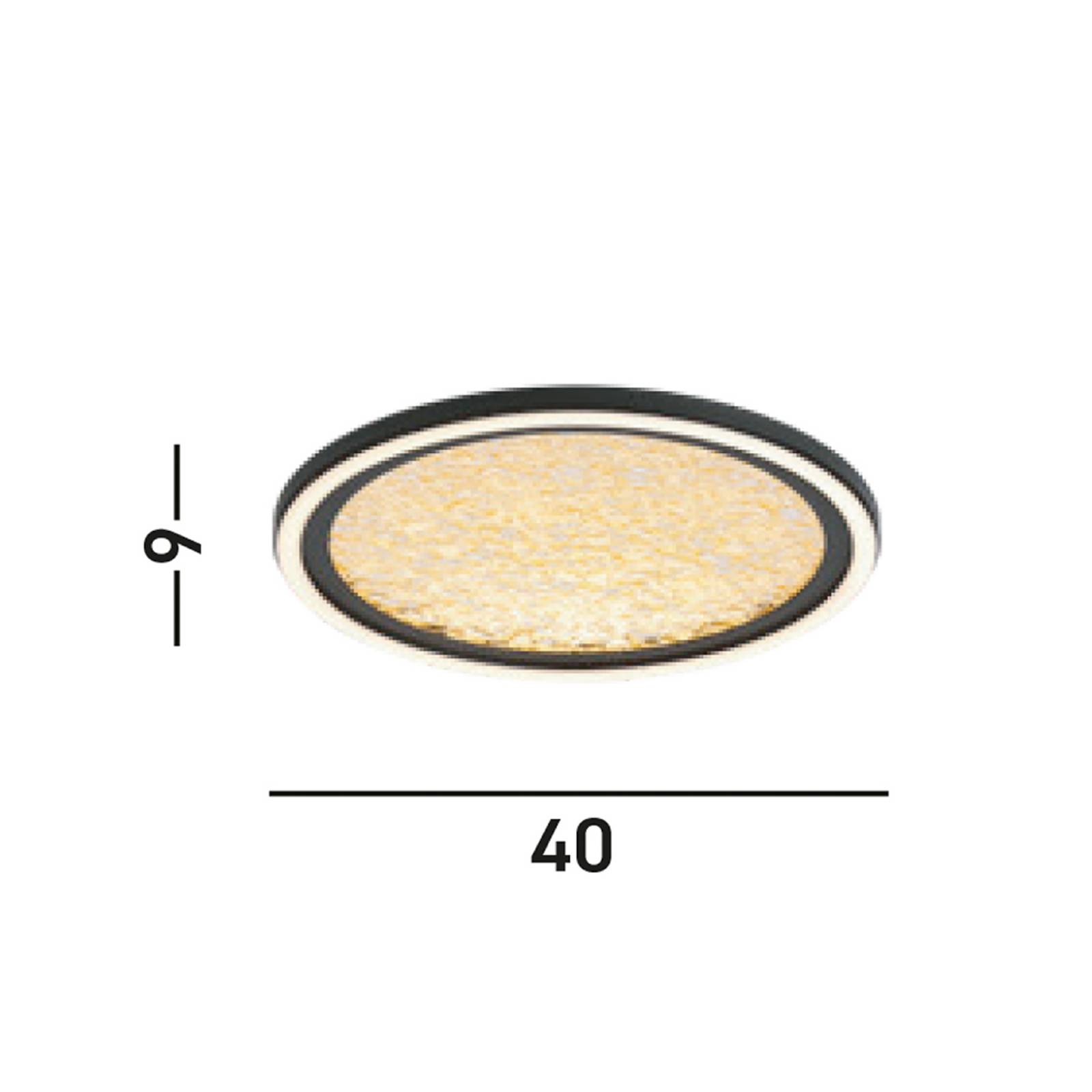 Stropné LED svetlo Luna, Ø 40 cm, čierna/zlatá farba, kov