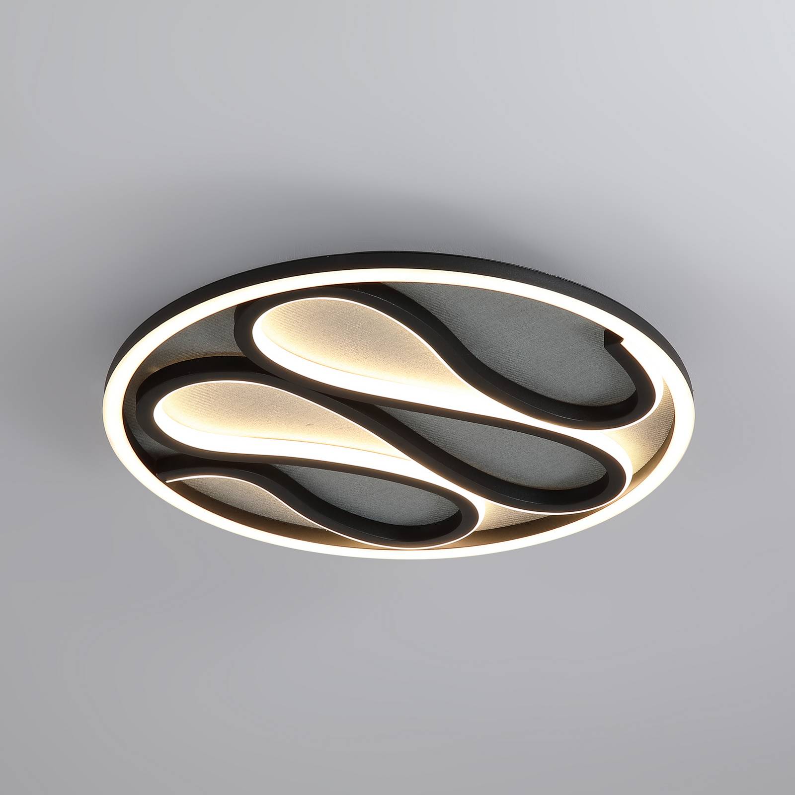 Stropné LED svetlo Zendisc, motív kvapky, Ø 39 cm, čierne