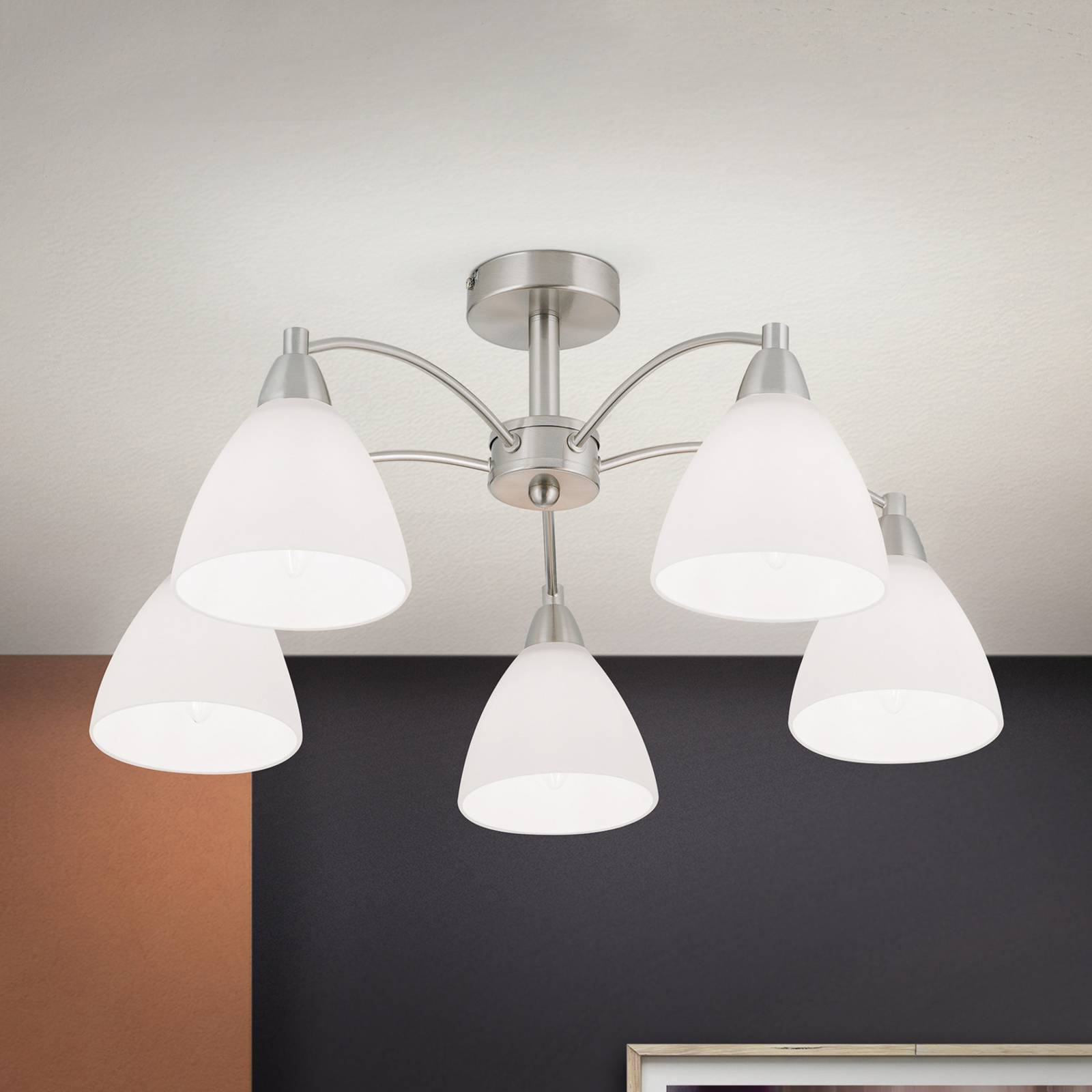 Stropné svietidlo Kinga, nikel, 5-plameňové