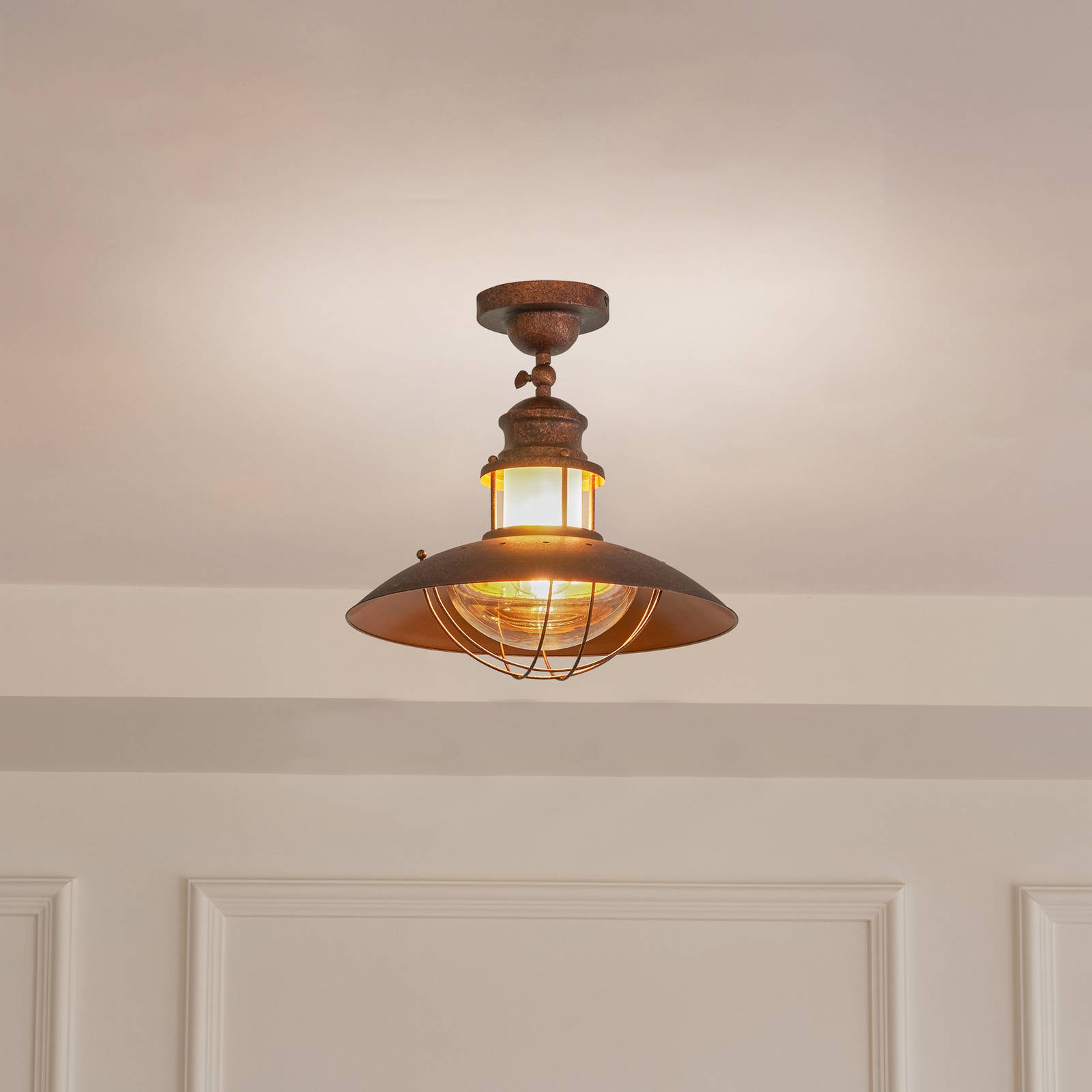 Stropné svietidlo Lindby Louisanne, hnedá farba, kov, Ø 35 cm