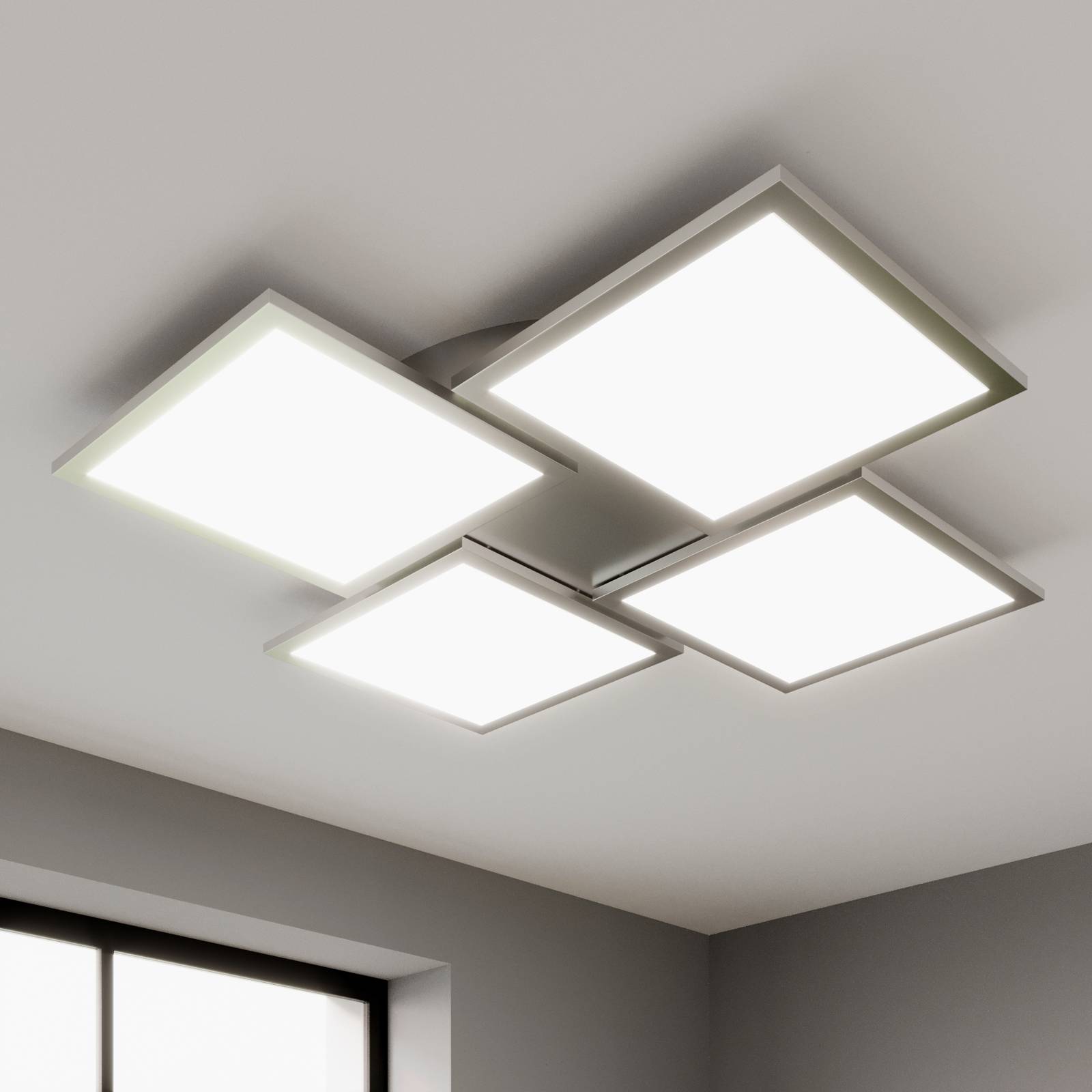 Stropné svietidlo Lucande LED Ilira, 4 svetlá, strieborné, CCT, stmievateľné