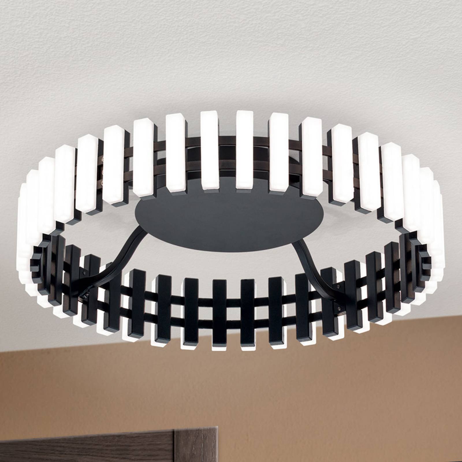 Stropné svietidlo Mansion LED, čierno-biele Ø 43 cm