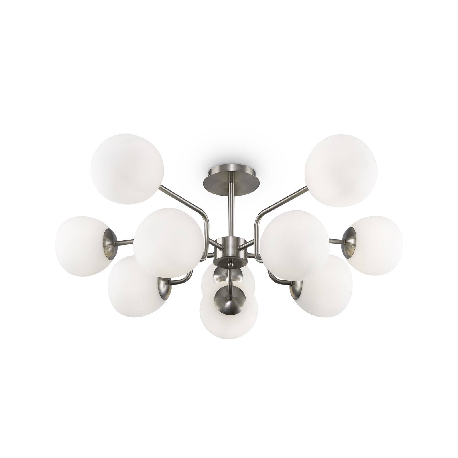 Stropné svietidlo Maytoni Erich, niklová farba, sklo/kov 10 svetiel.