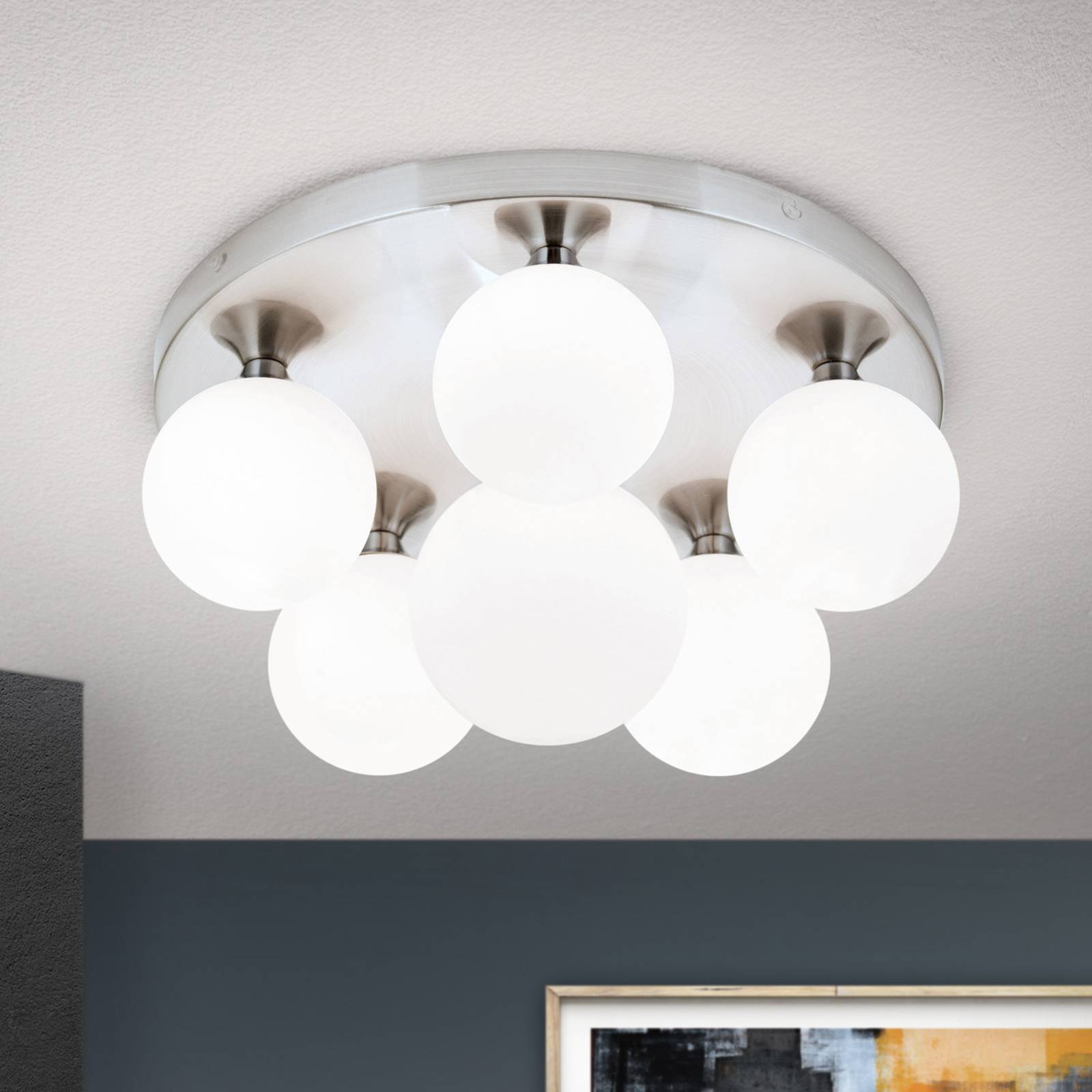 Stropné svietidlo Snowwhite baldachýn Ø 36cm nikel