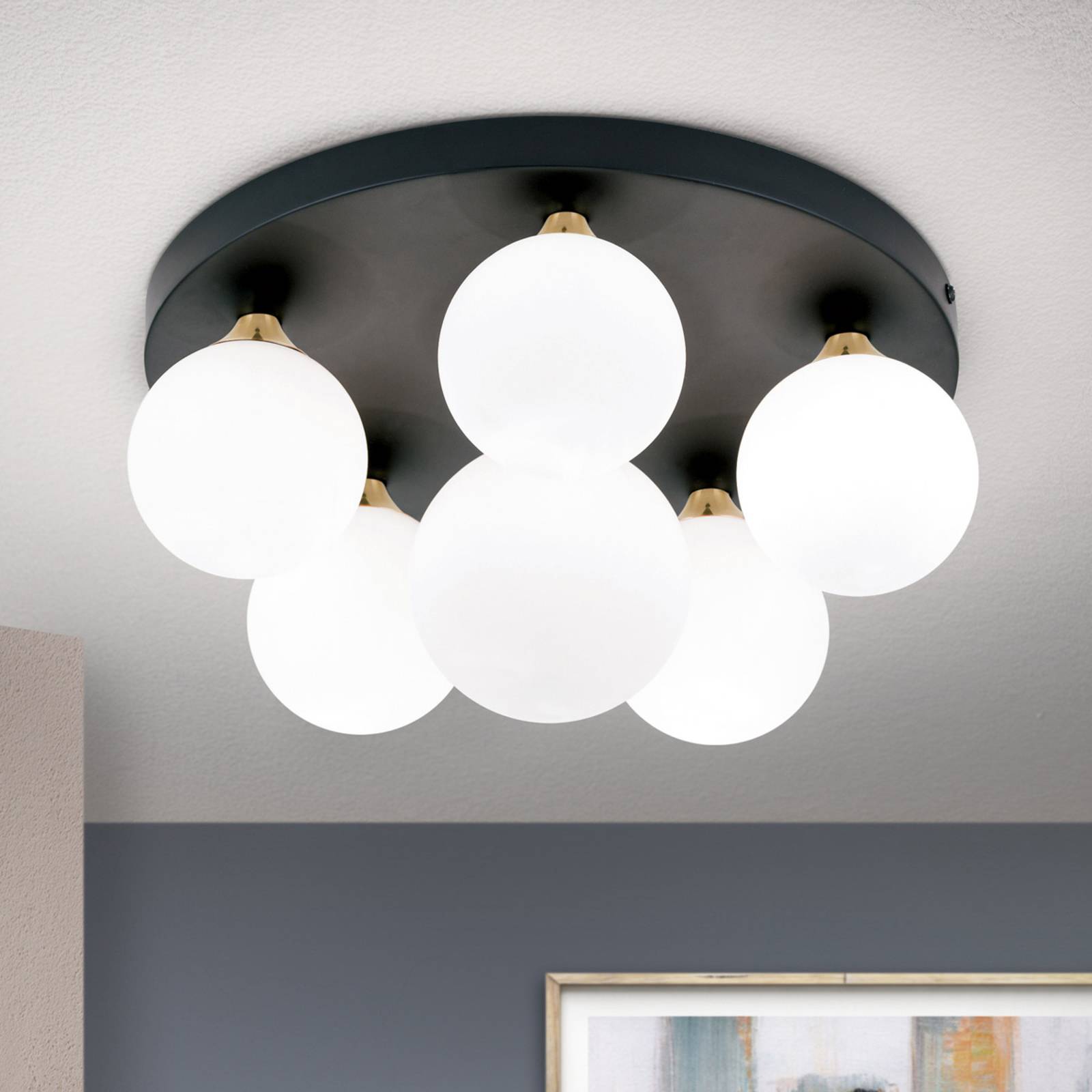 Stropné svietidlo Snowwhite baldachýn Ø36cm čierna