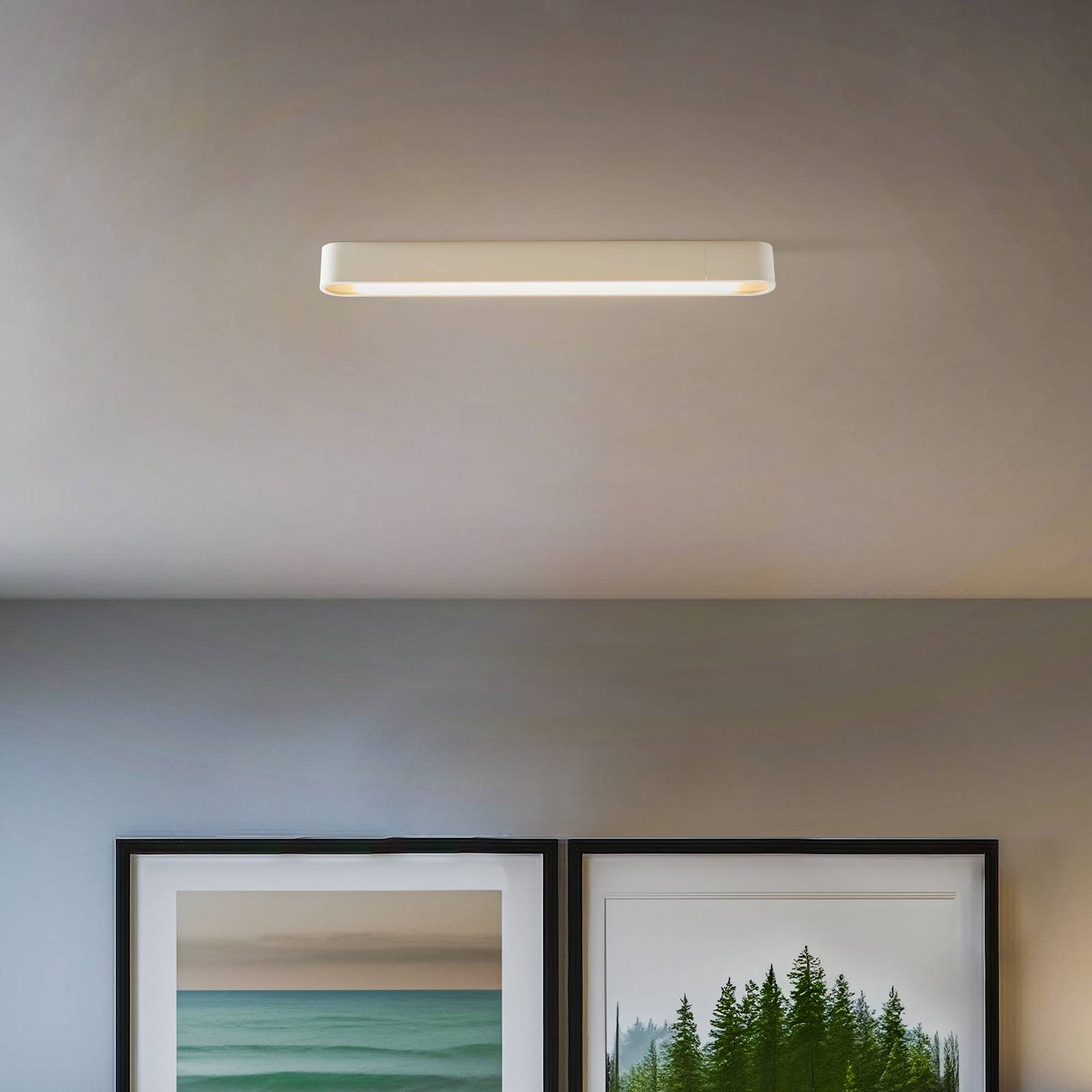 Stropné svietidlo Soft, 63 x 6 cm, biele, hliník, G13