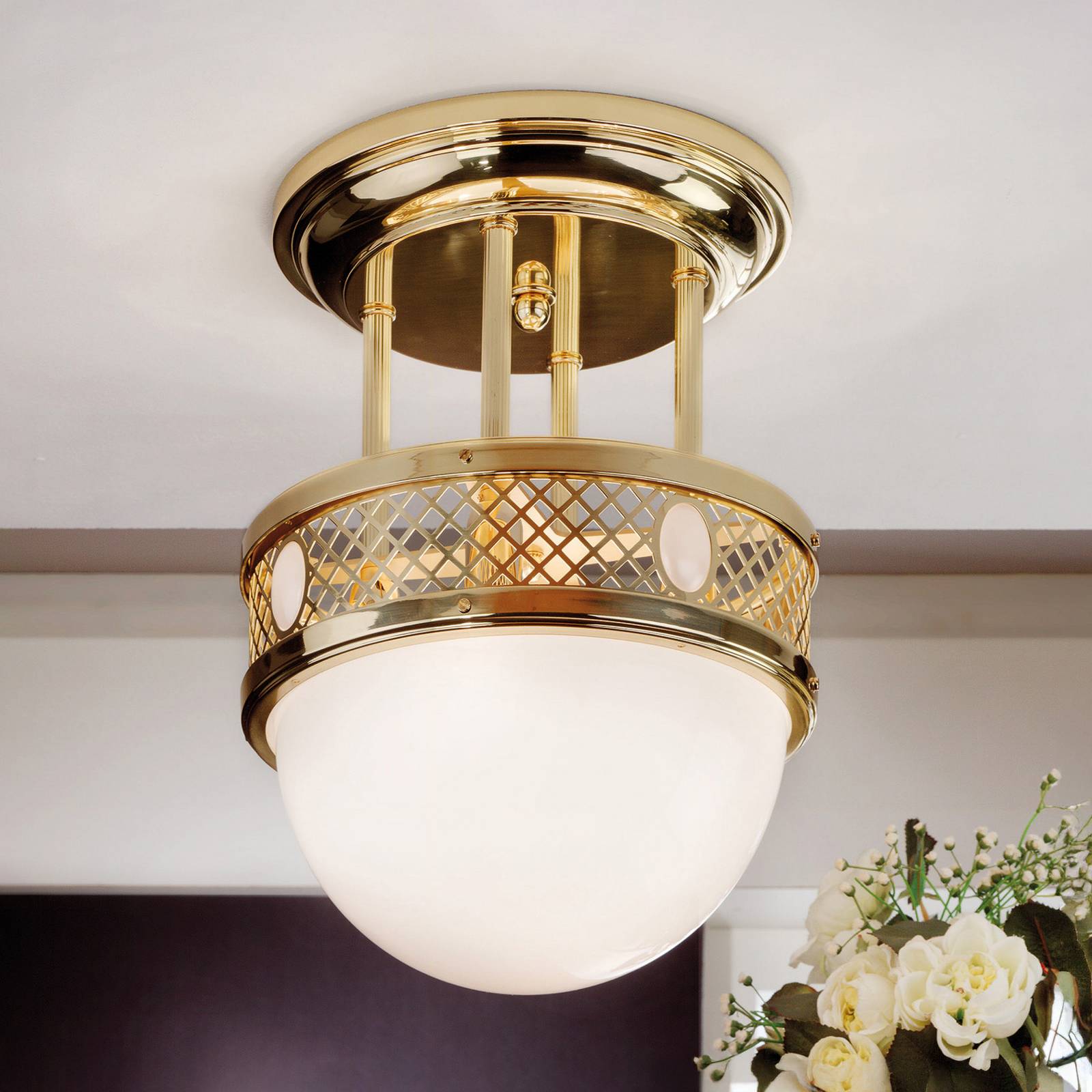 Stropné svietidlo Stará Viedeň s odstupom mosadz