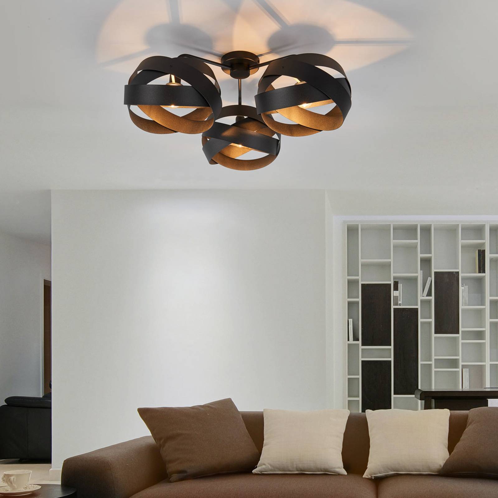 Stropné svietidlo Tornado čierne trojsvetlo