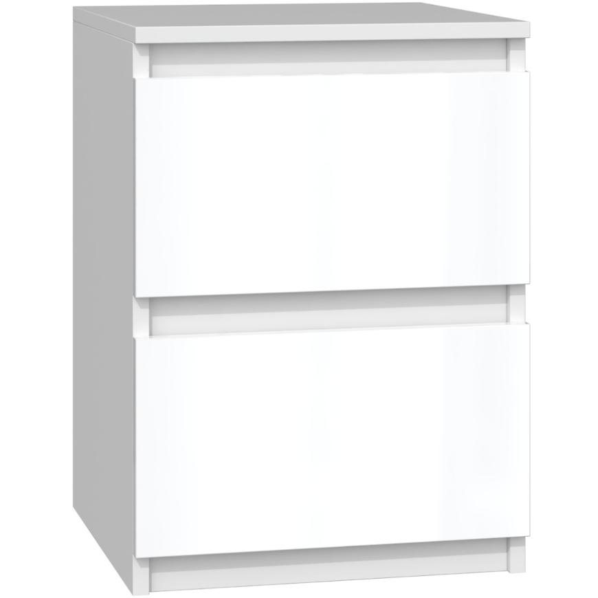 Nočný stolík Malwa M2 biely/biely lesk