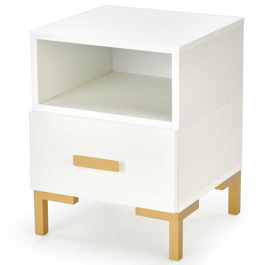 Nočný stolík Silvia biela/zlatá
