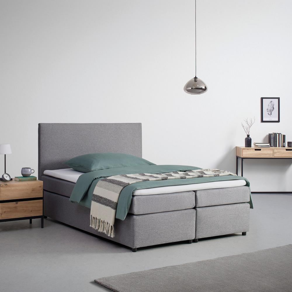 Boxpringová posteľ s toperom 140x200 cm, sivá