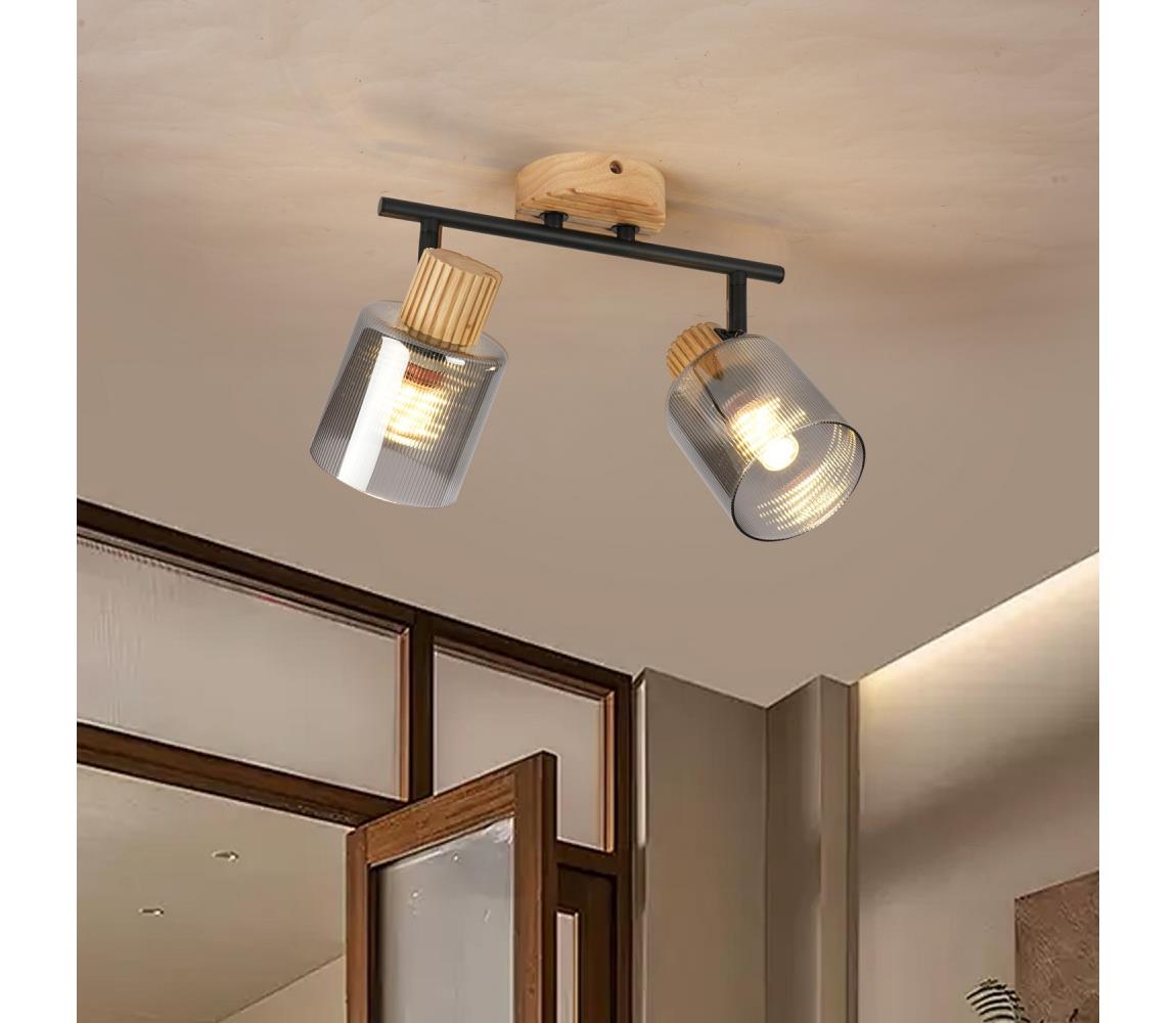 Brilagi Bodové svietidlo HYGGE 2xE14/15W/230V kaučukovník/dymová BRI399