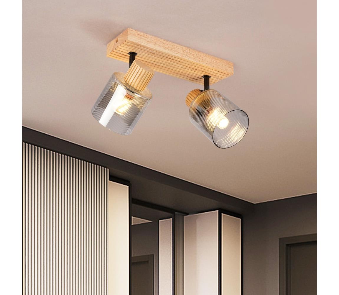 Brilagi Bodové svietidlo HYGGE 2xE14/15W/230V kaučukovník/dymová BRI403