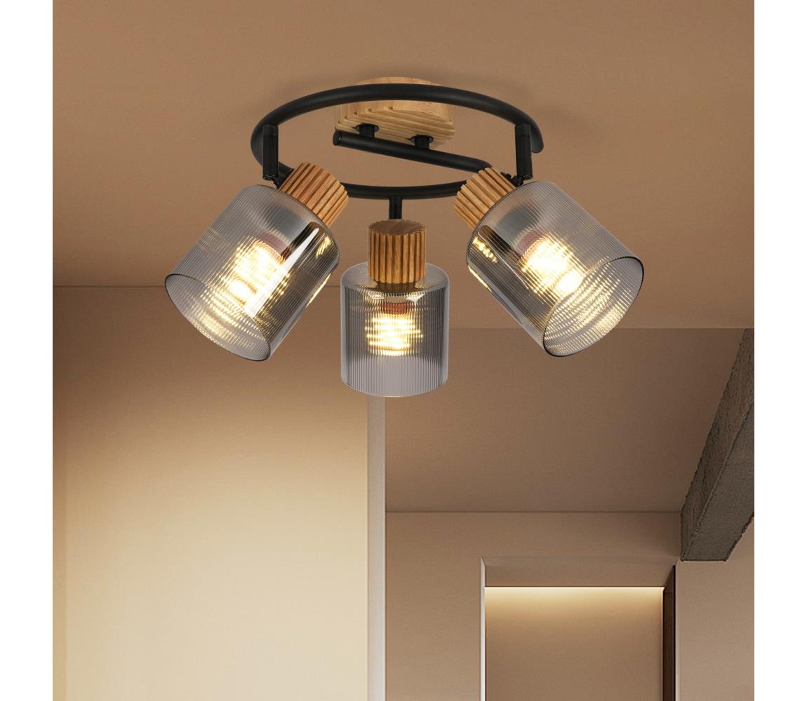 Brilagi Bodové svietidlo HYGGE 3xE14/15W/230V kaučukovník/dymová BRI401