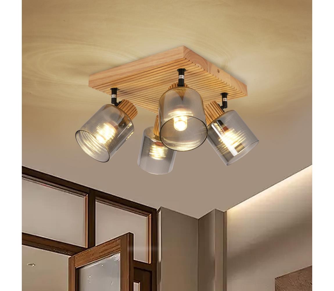 Brilagi Bodové svietidlo HYGGE 4xE14/15W/230V kaučukovník/dymová BRI407