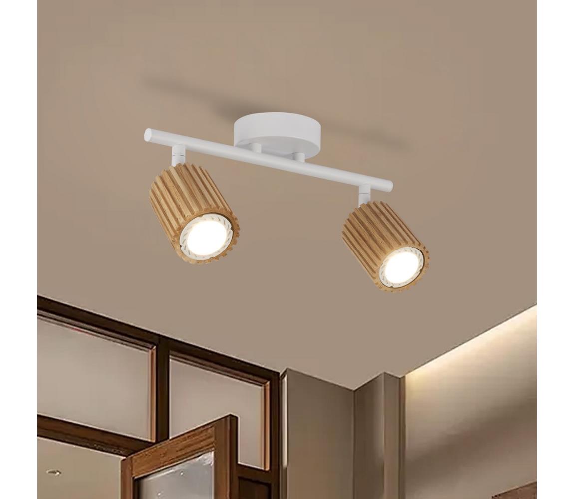 Brilagi Bodové svietidlo MODERN WOOD 2xGU10/8W/230V kaučukovník/biela BRI381
