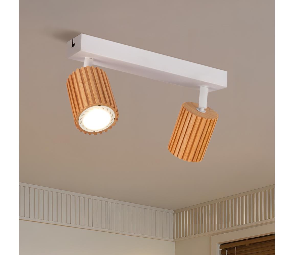 Brilagi Bodové svietidlo MODERN WOOD 2xGU10/8W/230V kaučukovník/biela BRI385