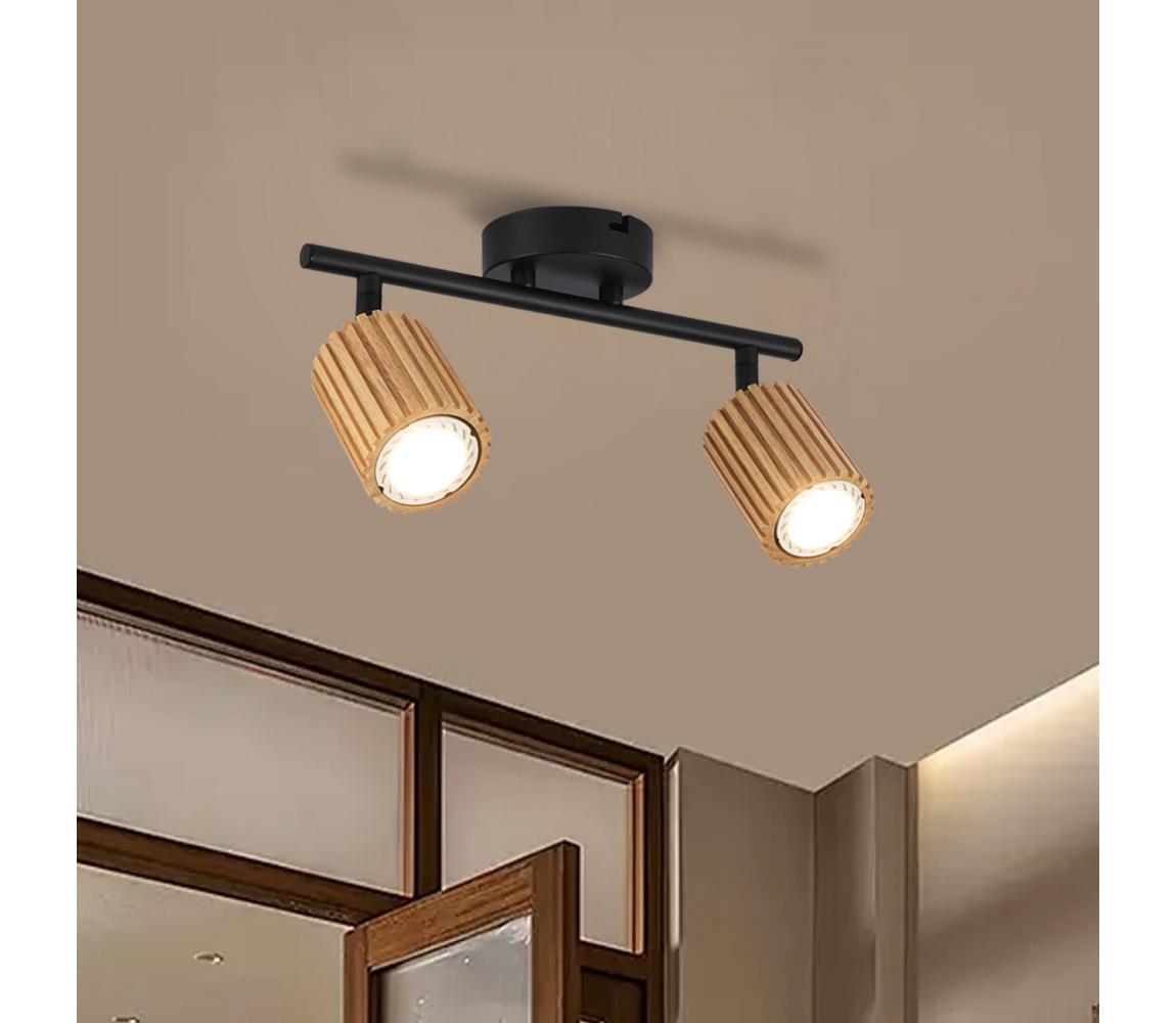 Brilagi Bodové svietidlo MODERN WOOD 2xGU10/8W/230V kaučukovník/čierna BRI373