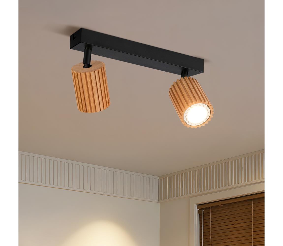 Brilagi Bodové svietidlo MODERN WOOD 2xGU10/8W/230V kaučukovník/čierna BRI377
