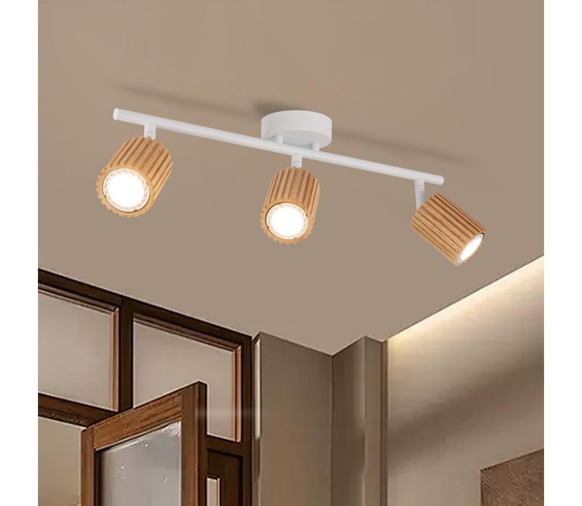 Brilagi Bodové svietidlo MODERN WOOD 3xGU10/8W/230V kaučukovník/biela BRI382