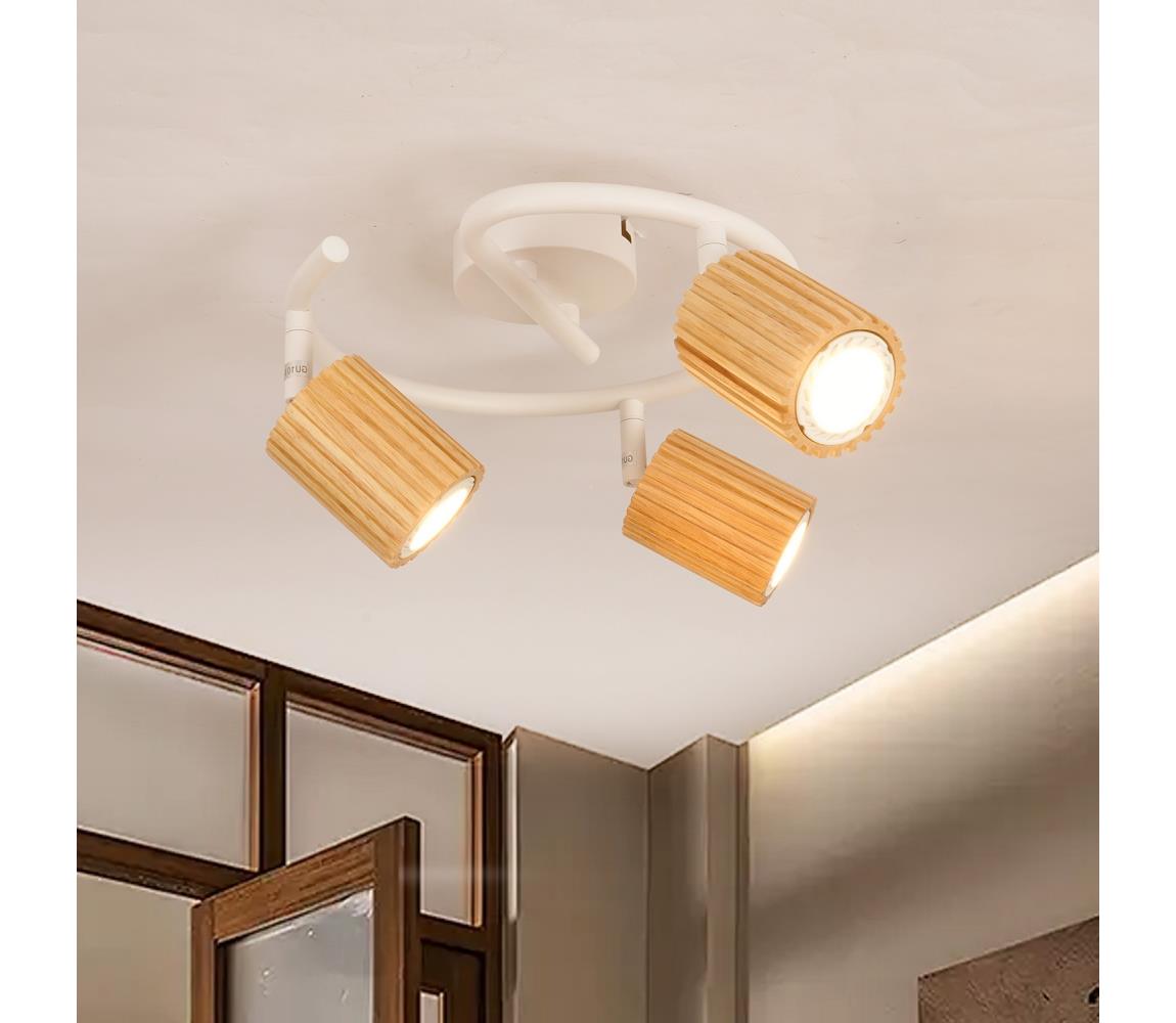 Brilagi Bodové svietidlo MODERN WOOD 3xGU10/8W/230V kaučukovník/biela BRI383