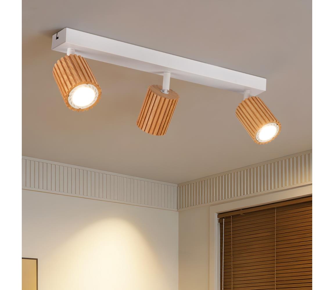 Brilagi Bodové svietidlo MODERN WOOD 3xGU10/8W/230V kaučukovník/biela BRI386