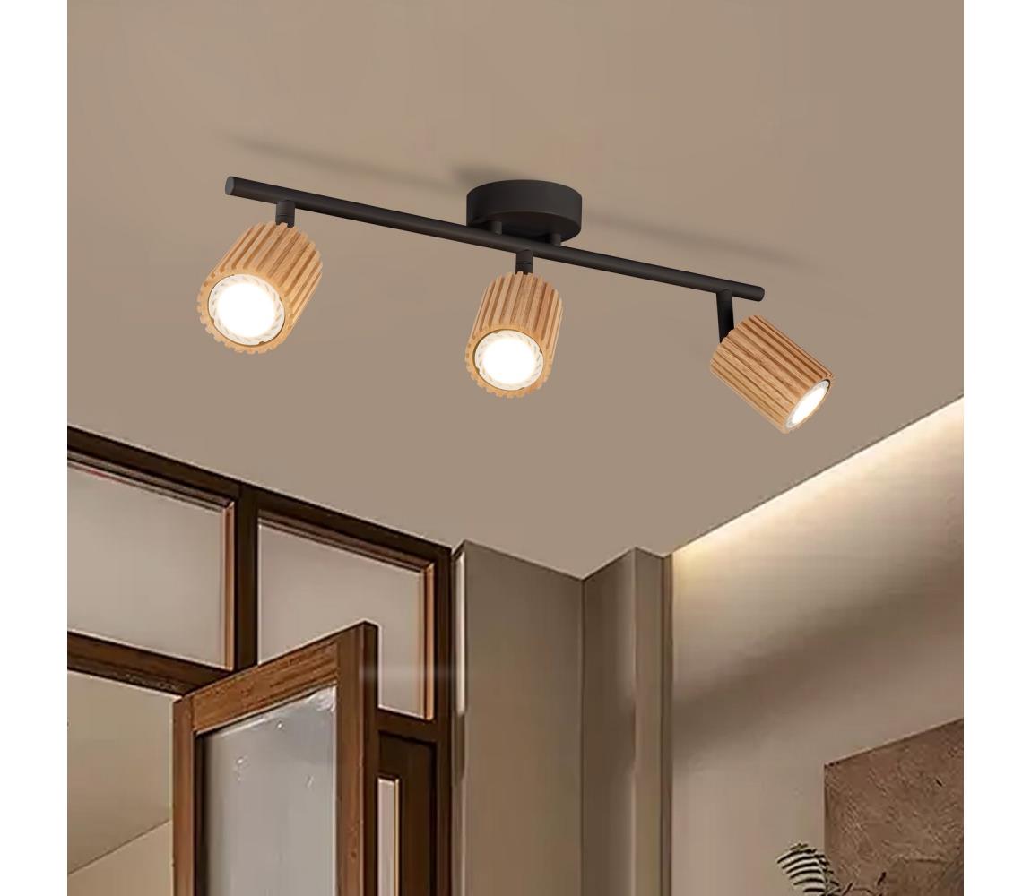 Brilagi Bodové svietidlo MODERN WOOD 3xGU10/8W/230V kaučukovník/čierna BRI374